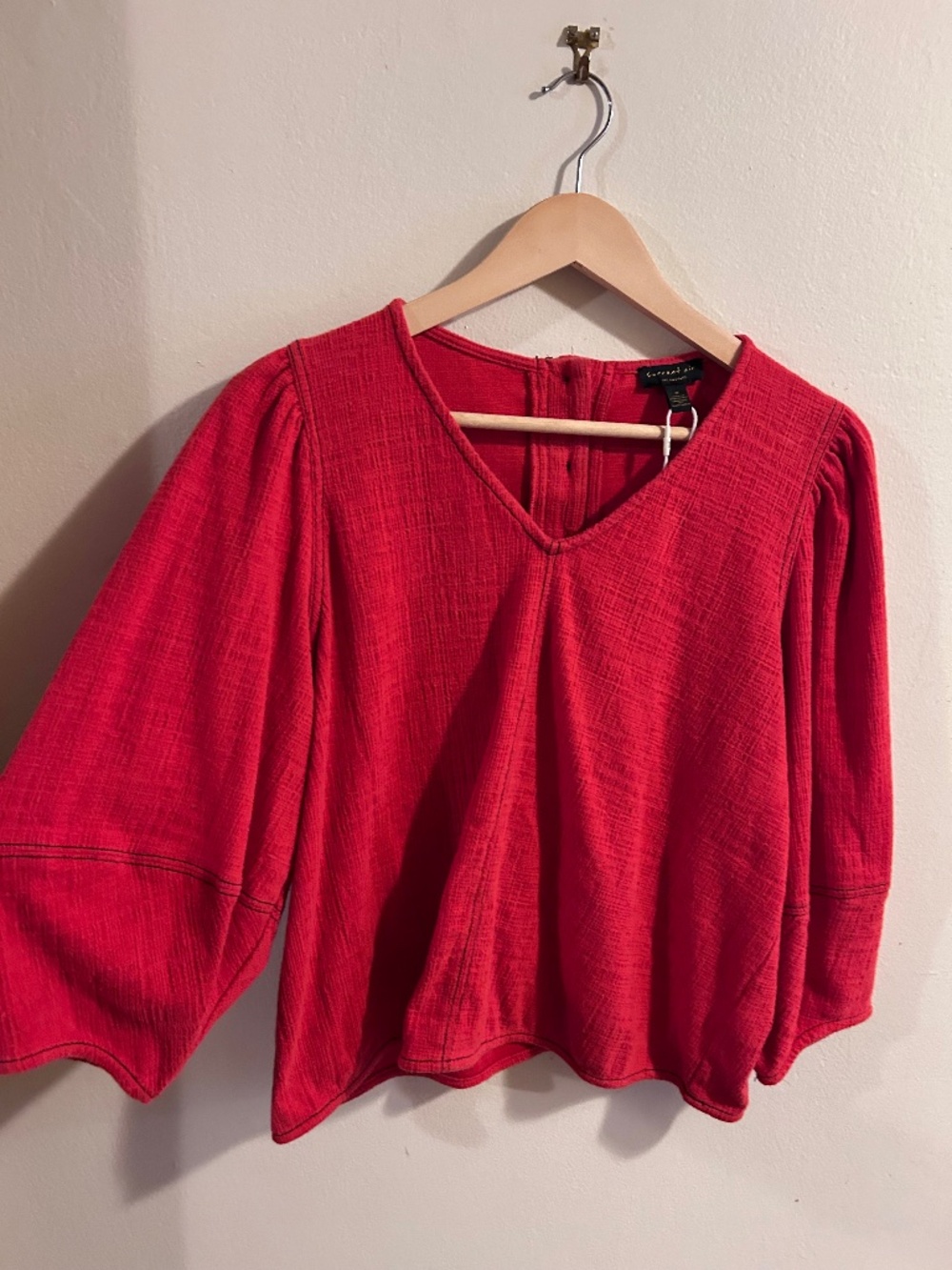 Current Air Women’s Balloon Sleeve 3/4 length Red Blouse